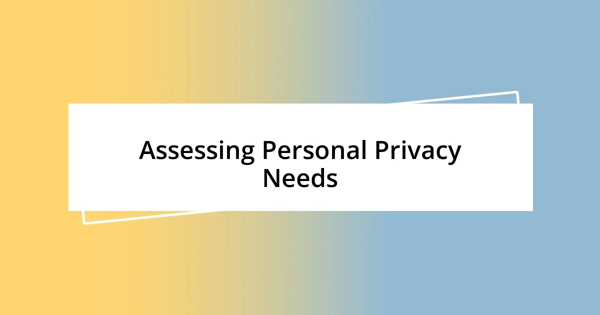 Assessing Personal Privacy Needs