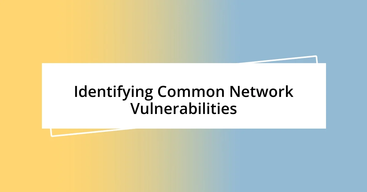 Identifying Common Network Vulnerabilities