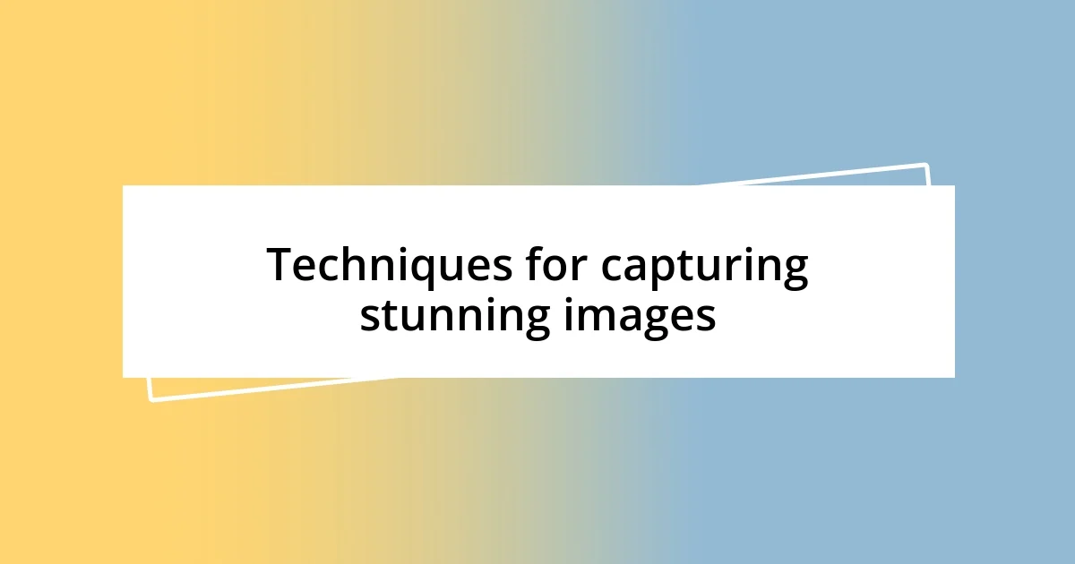 Techniques for capturing stunning images