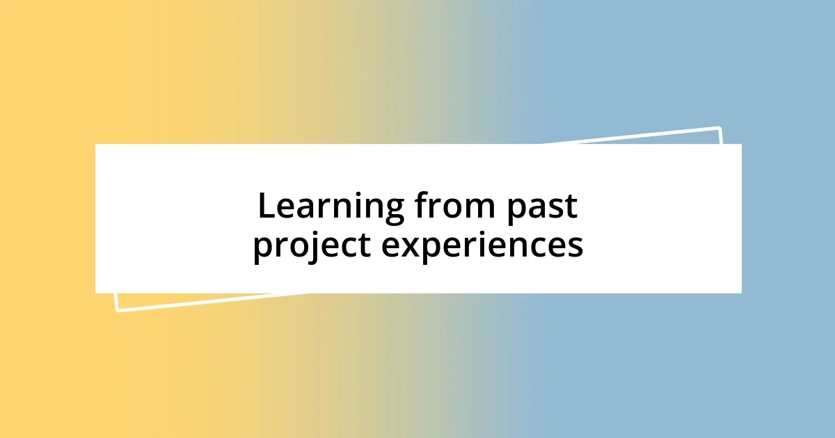 Learning from past project experiences