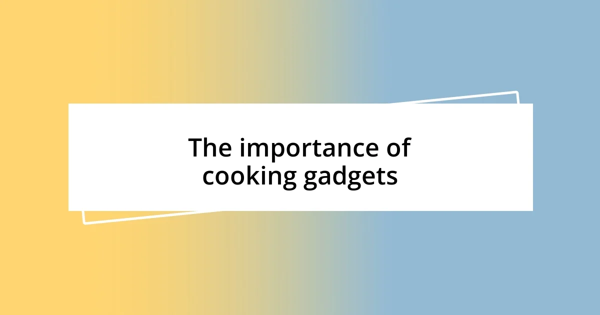 The importance of cooking gadgets