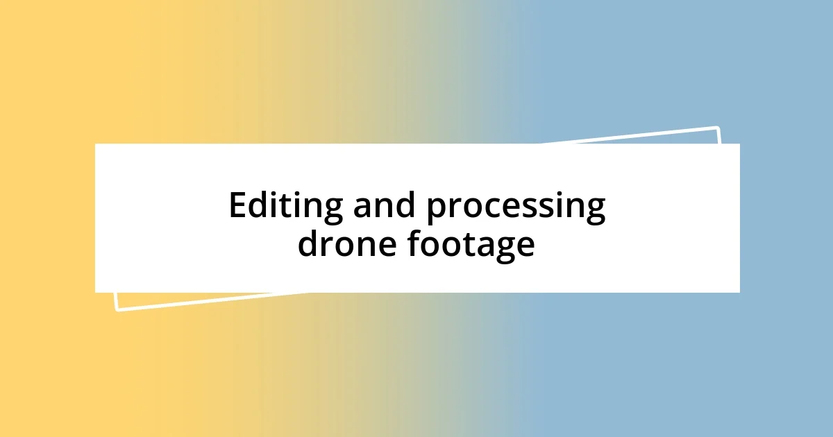 Editing and processing drone footage