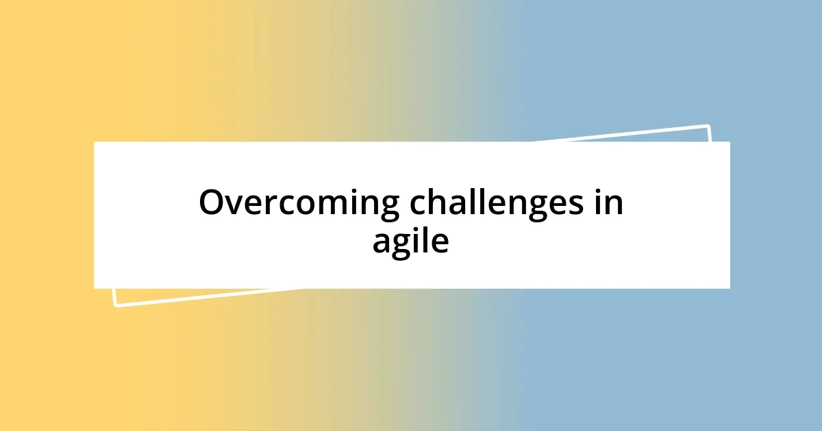 Overcoming challenges in agile