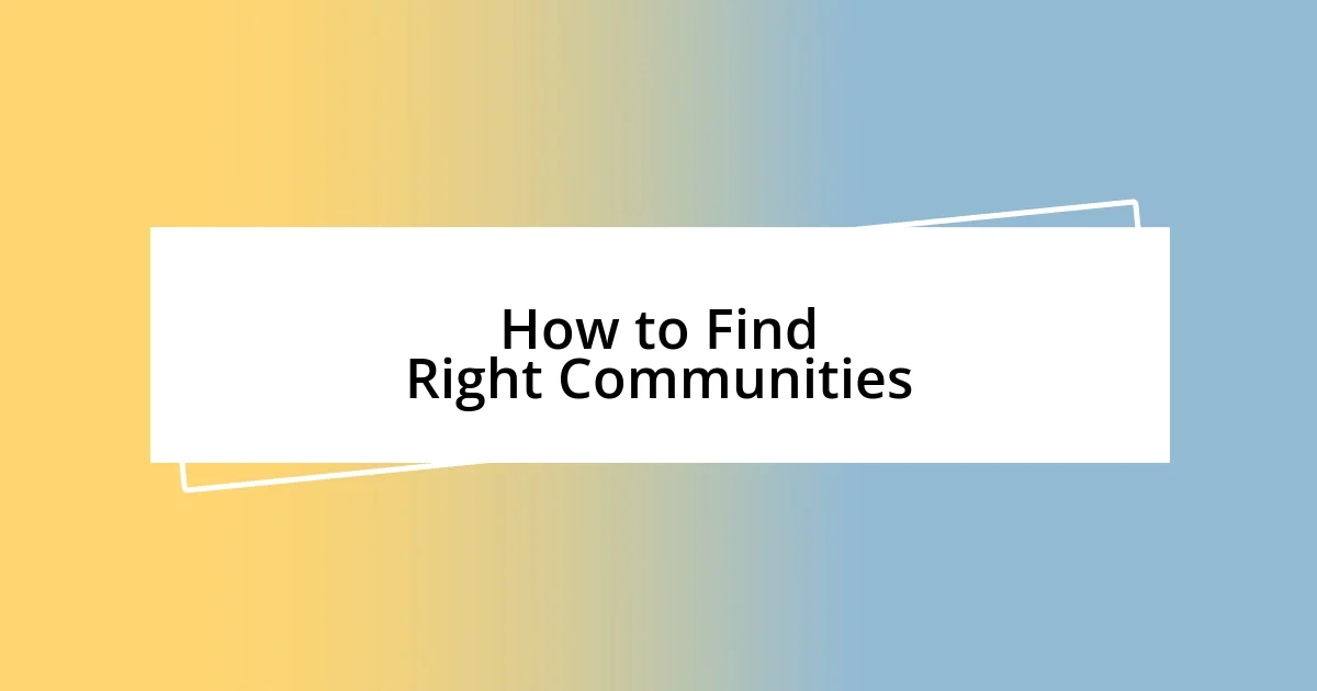 How to Find Right Communities