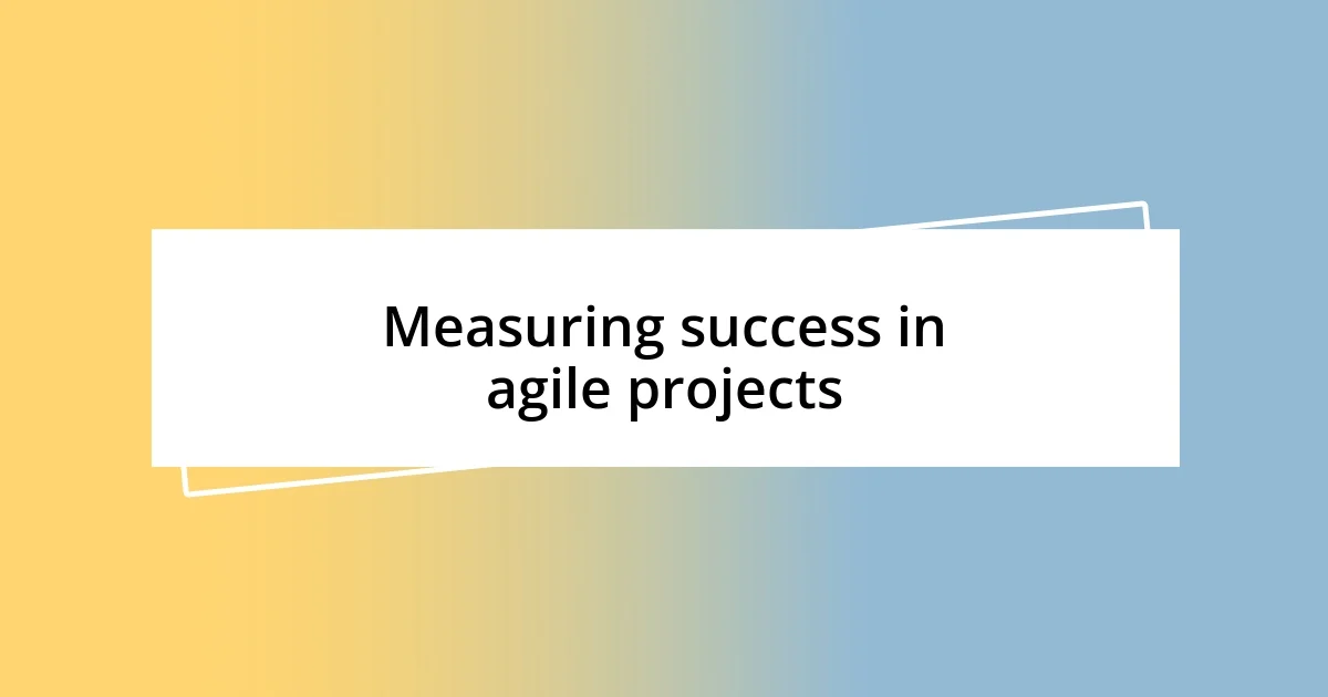 Measuring success in agile projects