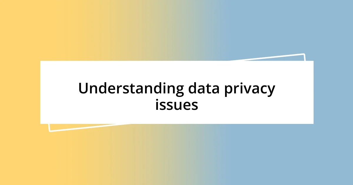 Understanding data privacy issues