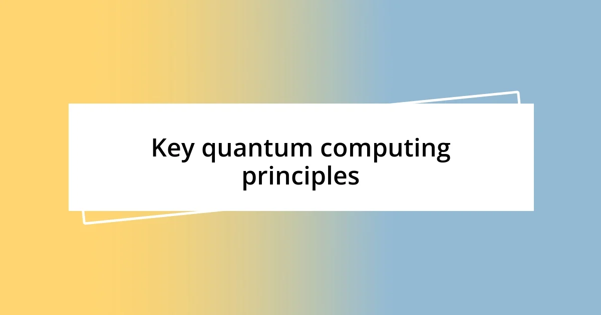 Key quantum computing principles